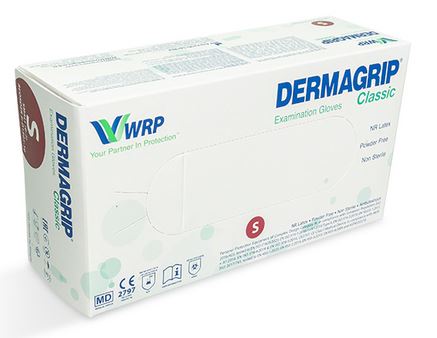 Рукавички DERMAGRIP® оглядові латексні нестерильні без пудри, розмір L